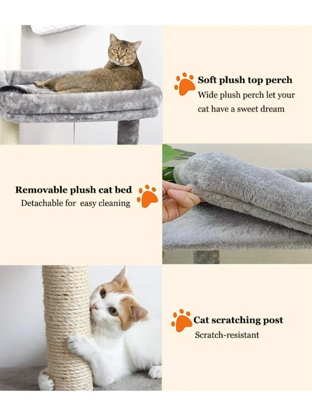 New Cute Cat Tree for Indoor Cats Activity Tower with Scratching Post or Bed